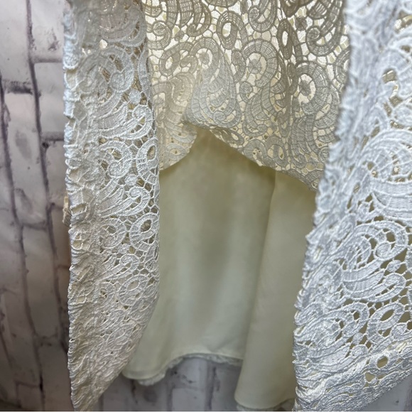 Massimo Dutti ivory scroll lace layered A-Line midi skirt ladies size 6 - Picture 4 of 10